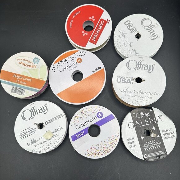 Craft Ribbon Assorted Colors And Designs Lot Of 14 Spools New And Lightly Used - Picture 7 of 7